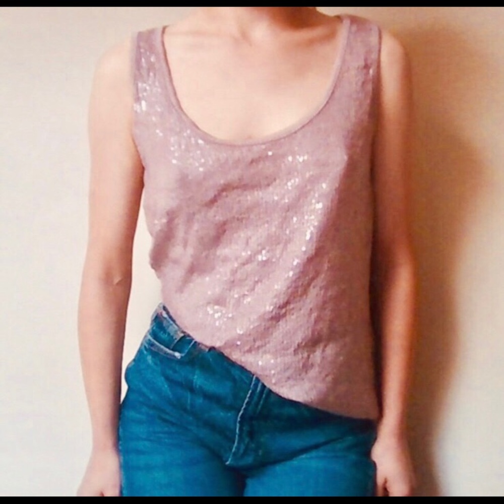 Angela Mara Italy Sequin Tank Top